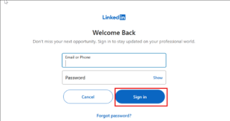 LinkedIn Sign in page
